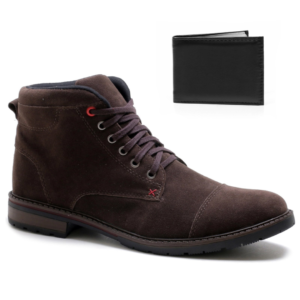 Bota Coturno Masculina Épico Cadarço Camurça Conforto Macia Marrom