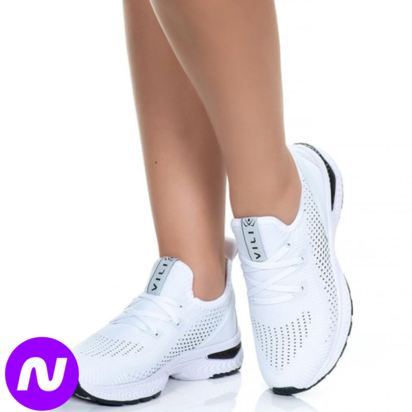 Tênis Branco Feminino Vili para Treino Academia Caminhada - Branco+Preto