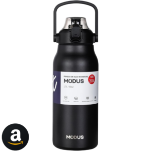 MODUS Garrafa Térmica De Grande Capacidade Em Aço Inoxidável Com Canudo 1700ML (Preto)