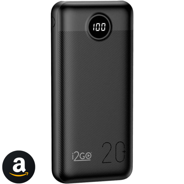 I2GO, Carregador Portátil (Power Bank) Ultra Rápido 20000mAh, Power Delivery 20W, 2 Saídas USB + 1 Saída/Entrada USB-C, Preto, i2GO PRO