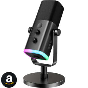 FIFINE Microfone dinâmico USB/XLR para gravação de podcast,microfone streaming para jogos de computador com RGB,botão de mudo,conector para fones de ouvido,suporte de mesa,para cantar no YouTube-AM8