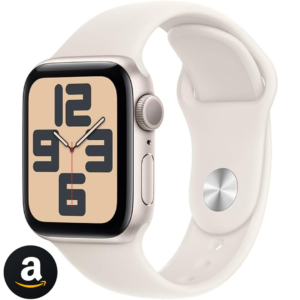 Apple Watch SE GPS • Caixa estelar de alumínio – 40 mm • Pulseira esportiva estelar – P/M