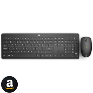 Combo de Teclado e Mouse Ergonômico Sem Fio HP 230 - com Dongle USB Wireless, Digitação Silenciosa, Design Elegante, Até 12 Meses de Bateria, Layout BR, Preto (18H24AA#AC4)