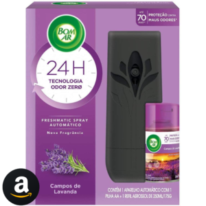Aromatizador de Ambiente Bom Ar Automático Aerossol Freshmatic Campos de Lavanda Aparelho + Refil 250ml
