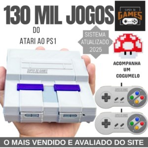 Mini Console Retro Super Nintendo com 130 mil jogos + 2 Controles Super 3D Games
