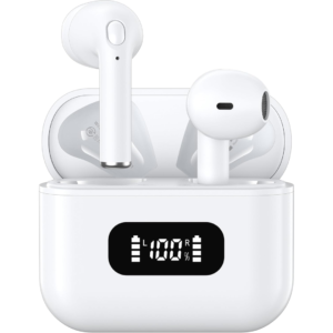 Fones de Ouvido Bluetooth Tranya True Wireless, 4 Microfones para Chamadas Claras, Controle de Botão Preciso, Bateria de Longa Duração, Conforto o Dia Todo