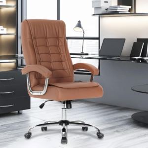 Cadeira De Escritório Presidente Suporte Lombar Ergonômico Com Encosto Alto (Marrom)