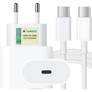 Carregador Turbo Tipo C 30W para iPhone 15, 15 pro, 15 Pro Max, iPhone 16, 16 pro, 16 pro Max, Samsung Galaxy, IOS/Android Turbo + Cabo USB-C Ultra Rápido de 1M Premium