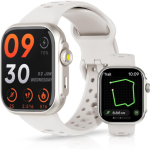 Smartwatch GPS, Relogio Smartwatch Feminino e Masculino,Tela HD de 1,85", Alexa, 100 Esportes,Frequência Cardíaca e Monitoramento do Sono, 3ATM à rova d'água,Compatível com Android iOS FB041