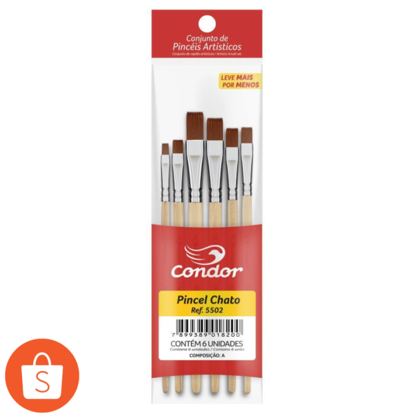 Kit Pincel Chato Condor 5502 - 6 Pincéis