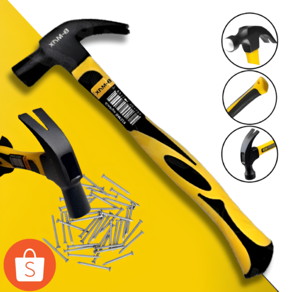 Martelo Unha 30cm Cabeça Aço Cabo Emborrachado Profissional Carpinteiro 27mm