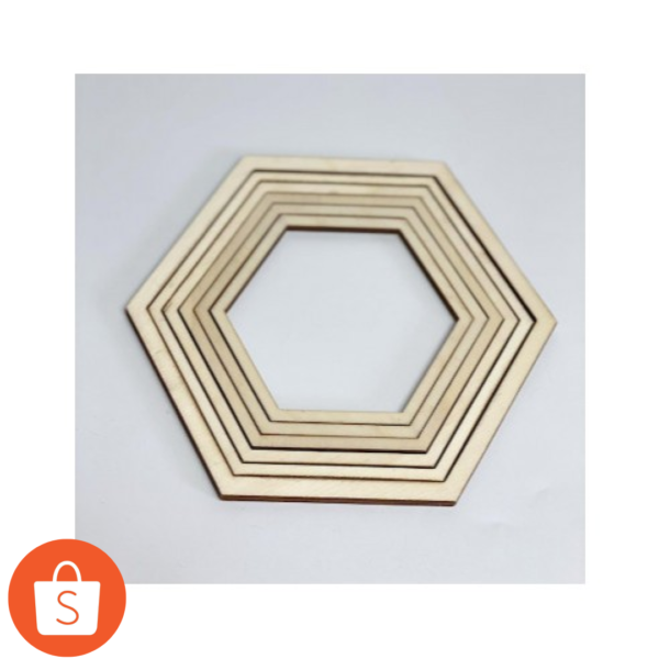 Bastidor Hexagono 20cm ao 10cm MDF 6mm Kit 10 Aros