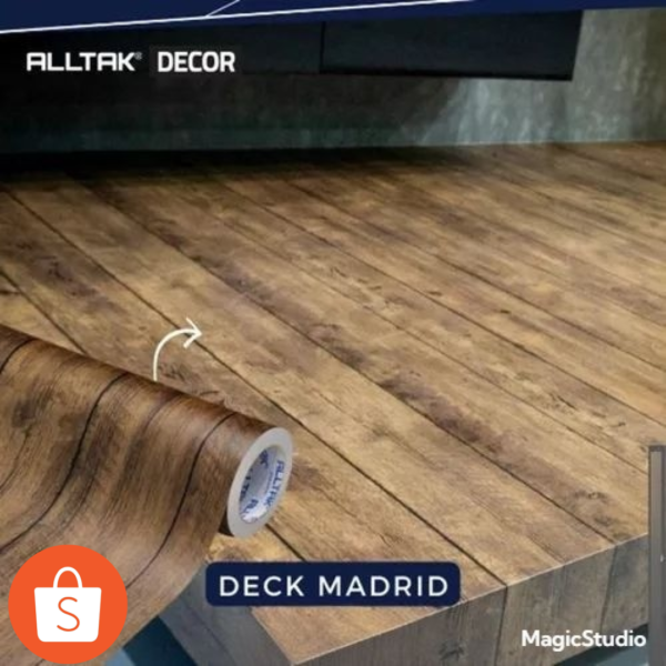 Adesivo Vinílico p/ Piso Chão Lavável Madeira Deck Madri – Alta Resistência e Fácil Aplicação