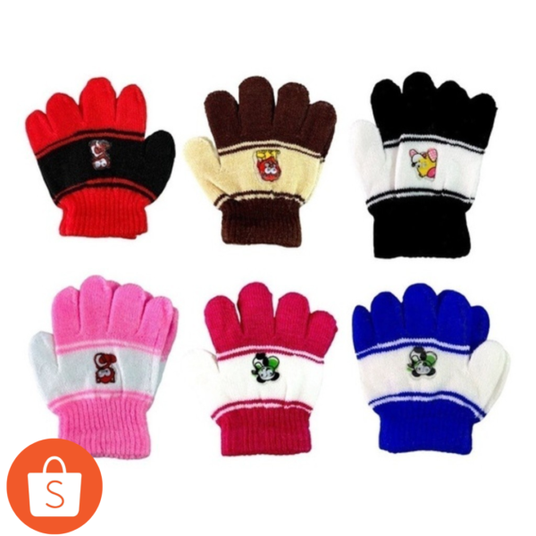 Kit 2 Pares de Luvas Infantis Sortidas – Animais/ Nylon e Lã/ Quentes Para Inverno/ Meninos e Meninas - WL