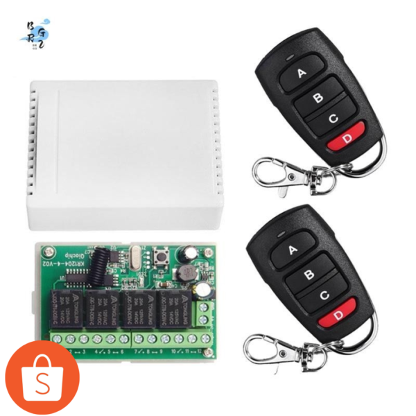 Chave De Controle Remoto DC12V 24V 4CH 433M Módulo De Relé De Quatro Vias Receptor