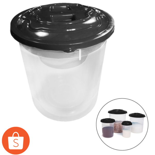 Kit 4 Pote Organizadores Redondo para Guardar Mantimentos Preto