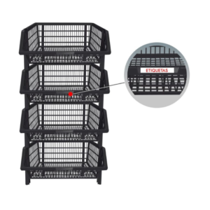 MecPet Kit 15 Cestos Empilhável 55 Litros Expositor Organizador Gondola Plástico Preto Produto Novo