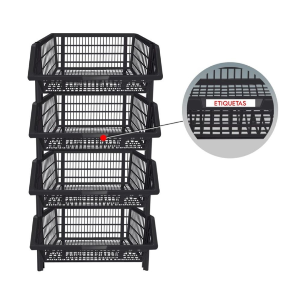 MecPet Kit 15 Cestos Empilhável 55 Litros Expositor Organizador Gondola Plástico Preto Produto Novo