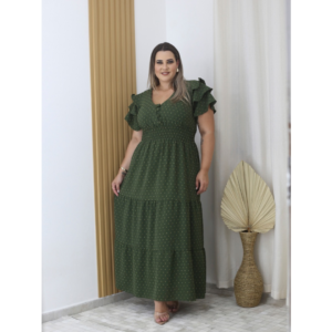 Vestido longo pipoca tamanho unico GG 46-48 com bojo e elasticidade 9835