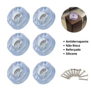 Kit 100 Sapata Silicone Com Arruela Resistente Antiderrapante 18mm Com Parafuso