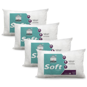 Travesseiro Soft Antialergico Fibra Siliconada Kit 4 Und - ARTE CAZZA
