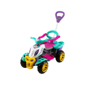 Quadriciclo Infantil a Pedal Branco e Rosa - Magical Maral com Empurrador