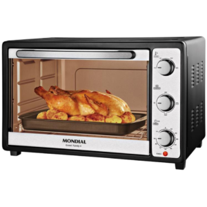 Forno Elétrico de Bancada Mondial com Timer - 52L Preto e Prata Grand Family II FR-52