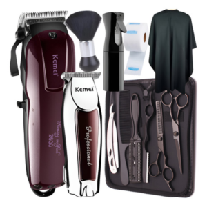 Kit Maquina Cortar Cabelo Tesoura Profissional + Acessório