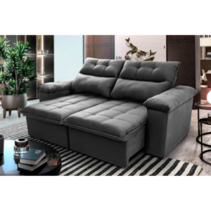 Sofá Retrátil E Reclinável Com Molas 2,00m Vegas Suede Cinza