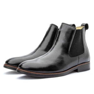 Bota Masculina de Couro Chelsea Clube do Sapato de Franca DF Liverpool 2 Preta Preto