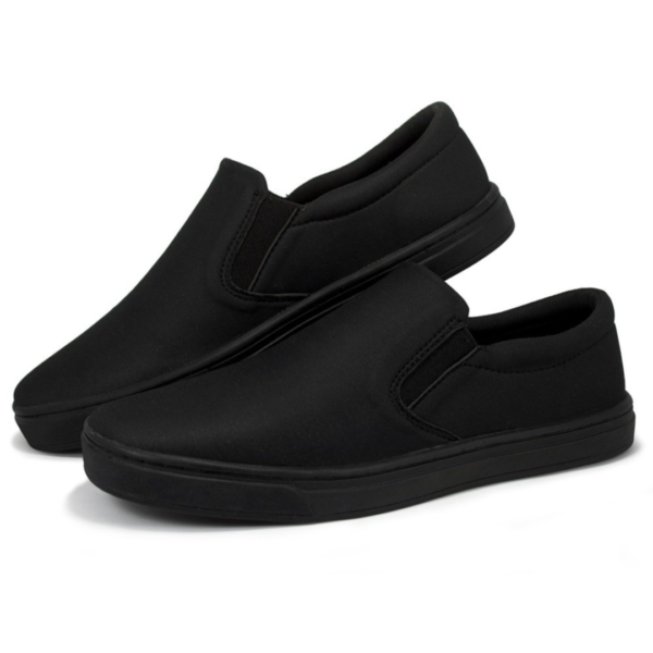 Tênis Slip On Casual Nine4 em Lona Comfort Solado Caixa - Preto/Preto