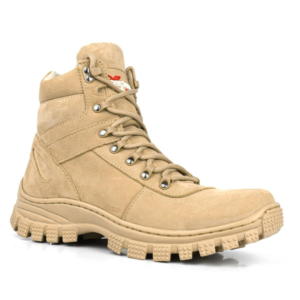 Bota Masculina Couro Cano Curto Coturno Cadarço Tratorada