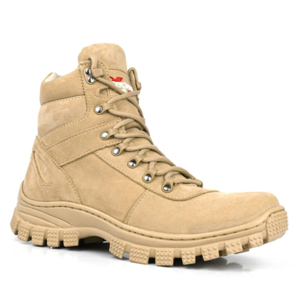 Bota Masculina Couro Cano Curto Coturno Cadarço Tratorada