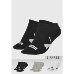 Kit 3pçs Meia Puma Sapatilha Logo Branca
