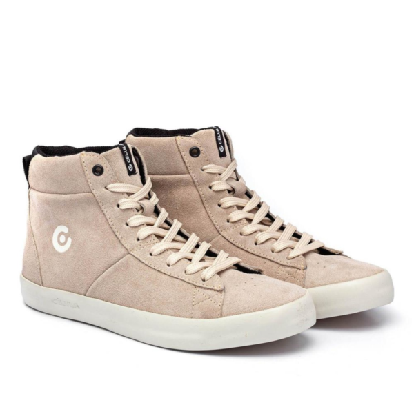 Tênis Casual Masculino Couro Cano Alto Estilo Conforto Macio Bege 36 Bege