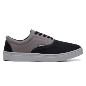 Tênis College Casual Masculino Cadarço Liso Confortável Preto Chumbo