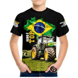 Camiseta Agro é Top Meninos Infantil Blusa Pecuaria Roça CM
