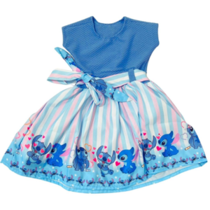 Vestido Infantil Personagem Tematico Menina Manguinha Curta