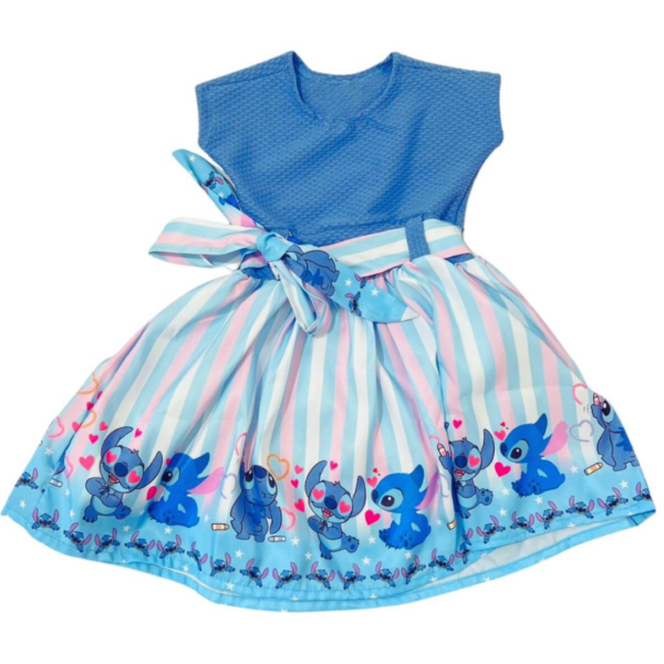 Vestido Infantil Personagem Tematico Menina Manguinha Curta