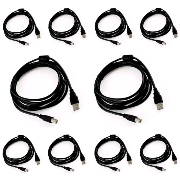 Kit 10 Cabos de Impressora com 1,5 M USB 2.0 Dupla Blindagem Universal