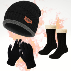 Kit Inverno Touca Forrada Luva e Meia Térmica Quentinha - Unissex Masculino Feminino