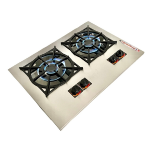 Fogão Cooktop 2 Bocas Duplas Inox Embutir 30x30 Industrial
