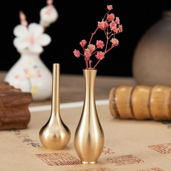 [MAR] Mini Vaso De Cobre Puro Decoração Dourada Sala De Estar Antigo Flores Exclusivo COD
