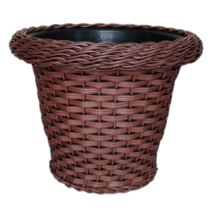 Vaso para Plantas Cone Decorativo em Fibra Sintética Rattan 25x25
