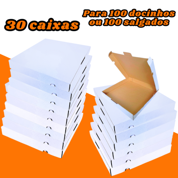 30 Caixas Doces/Salgados (100 Unid) 38x38x5 Embalagem Festa/Delivery/Atacado