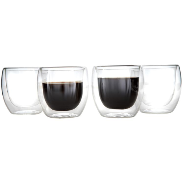 Jogo de Copos de Vidro de Café Parede Dupla 80ml 4 Peças Haus Concept Inspire