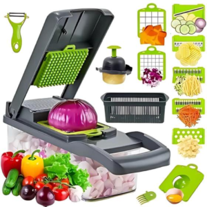 Cortador Fatiador Ralador Desfiador 14 Peças Multifuncional Manual para Legumes, Frutas, Alho, Cebola, Batata e Alimentos - IMPORTADO