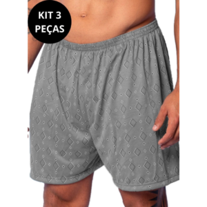 Kit 3 Samba Canção Gabi Lingerie Malha Elegante Cueca Confortável Calção Masculino Multicolorido