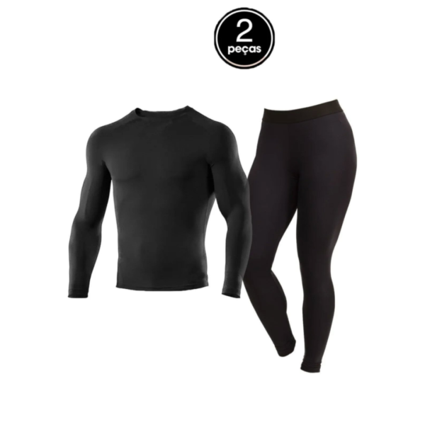 Conjunto Térmico UV Bella Fiore Modas Calça e Blusa Manga Longa Preto