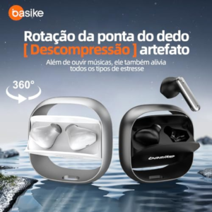 Fone de Ouvido Bluetooth TWS Basike G20-H Estéreo, Toque Sensível, 6h de Música, Bateria Recarregável, Bluetooth 5.4 (Branco)